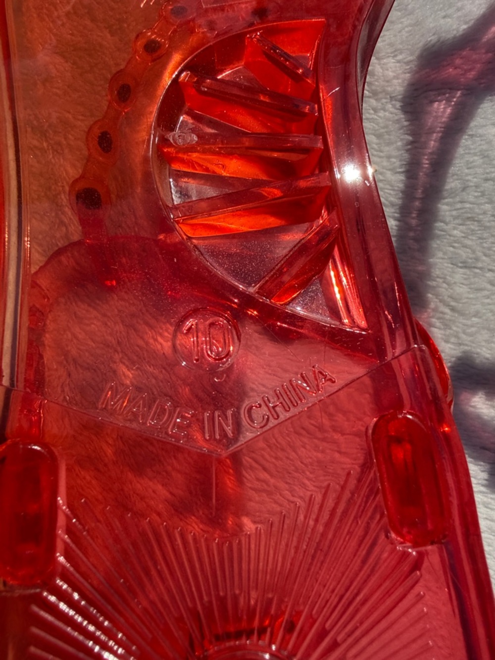 Kali Red Jelly T-Strap Sandals with Stud Accents - Picture 3 of 4